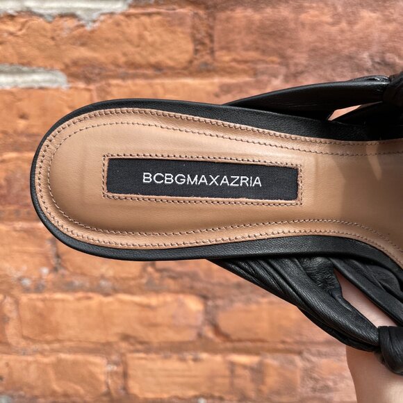BCBGMaxAzria Black Leather Stiletto Heels New in Box - Picture 3 of 8